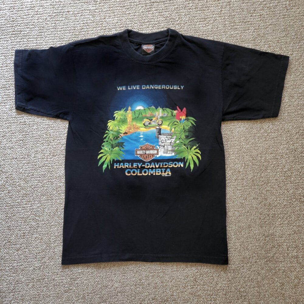 Harley Davidson Colombia We Live Dangerously 2005 Tee T Shirt Size M Rare